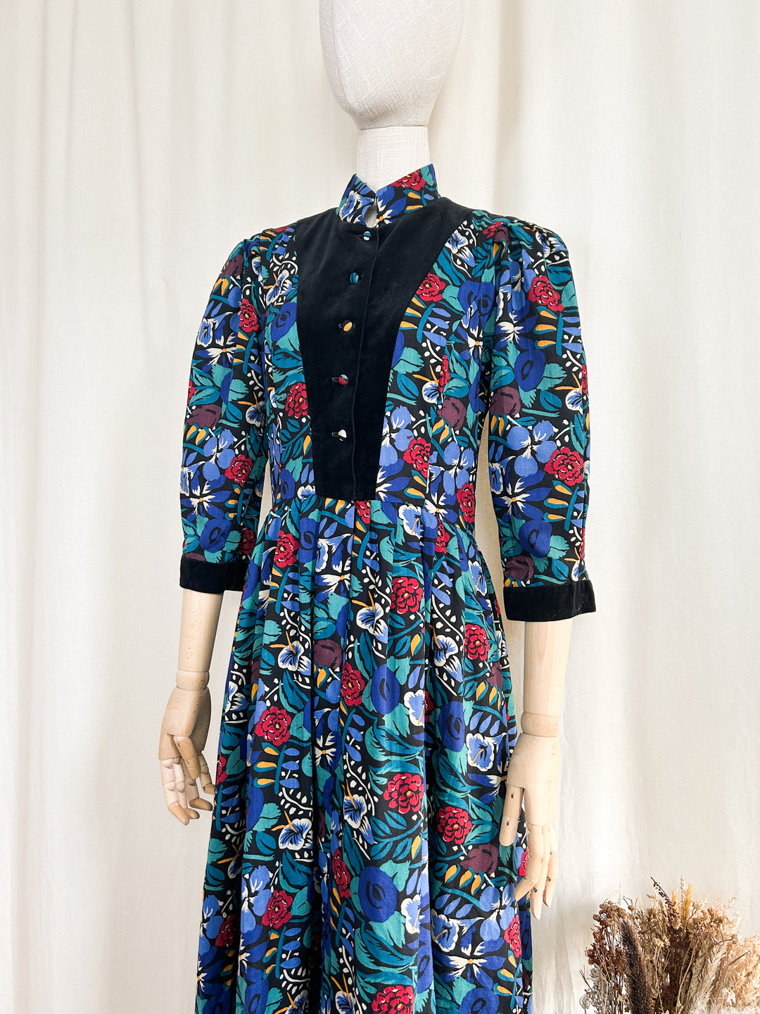 Precious Rare Late 70s Liberty Fine Wool Midi Dress  by Hotspur