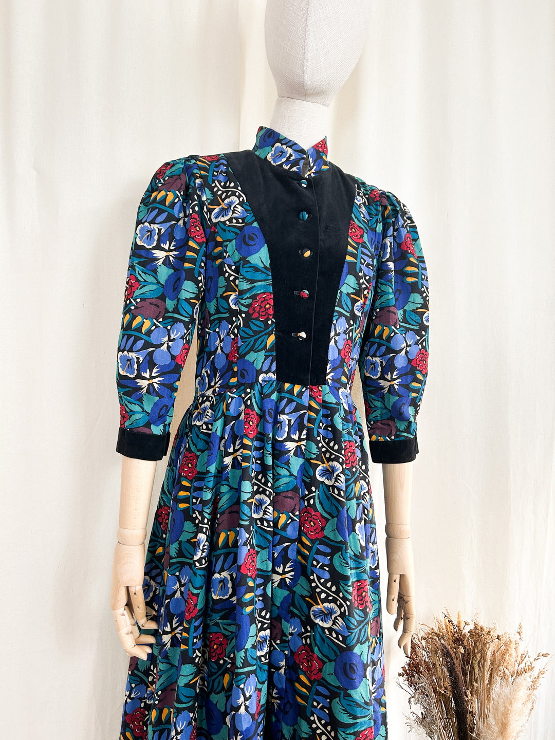 Precious Rare Late 70s Liberty Fine Wool Midi Dress  by Hotspur