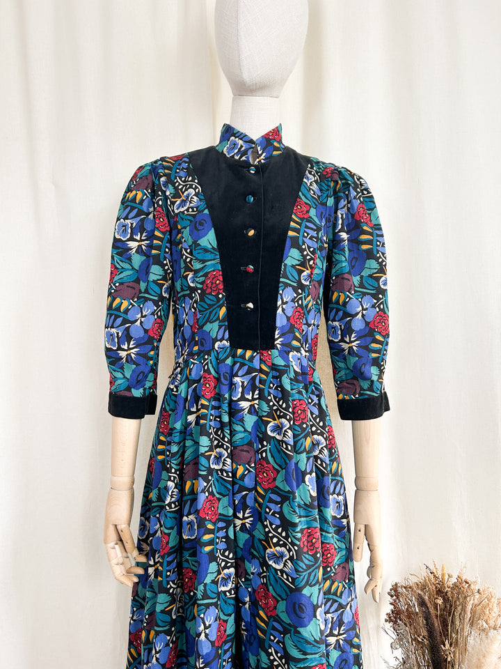 Precious Rare Late 70s Liberty Fine Wool Midi Dress  by Hotspur