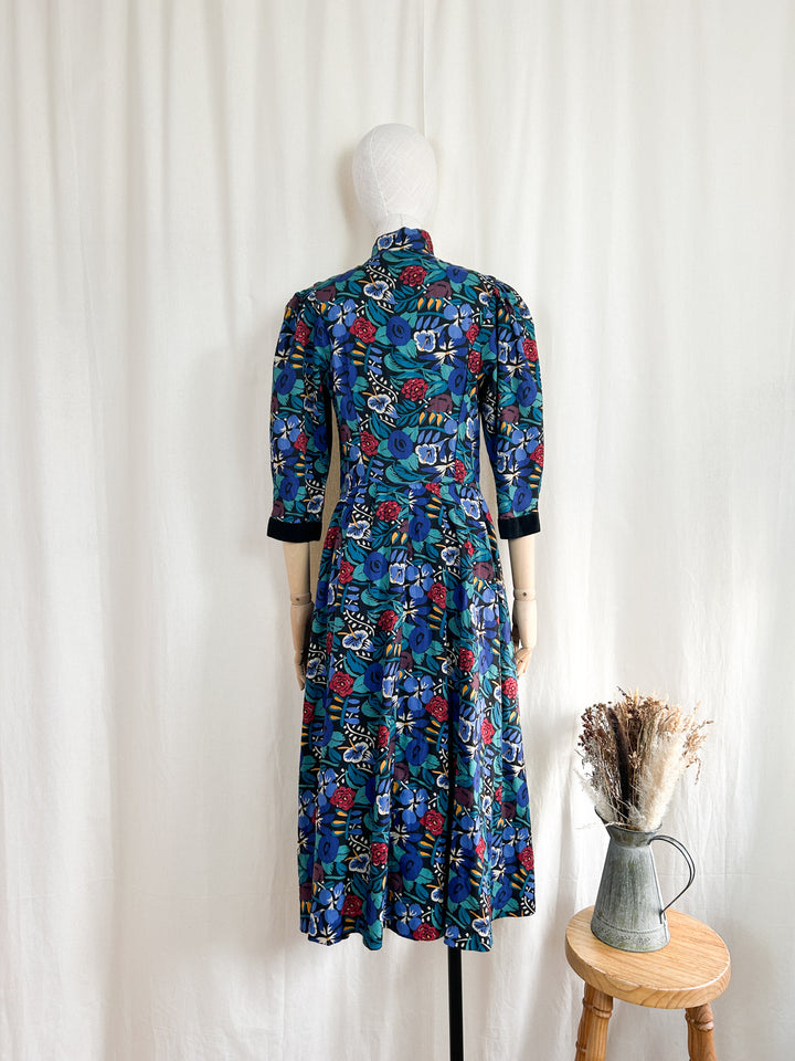 Precious Rare Late 70s Liberty Fine Wool Midi Dress  by Hotspur