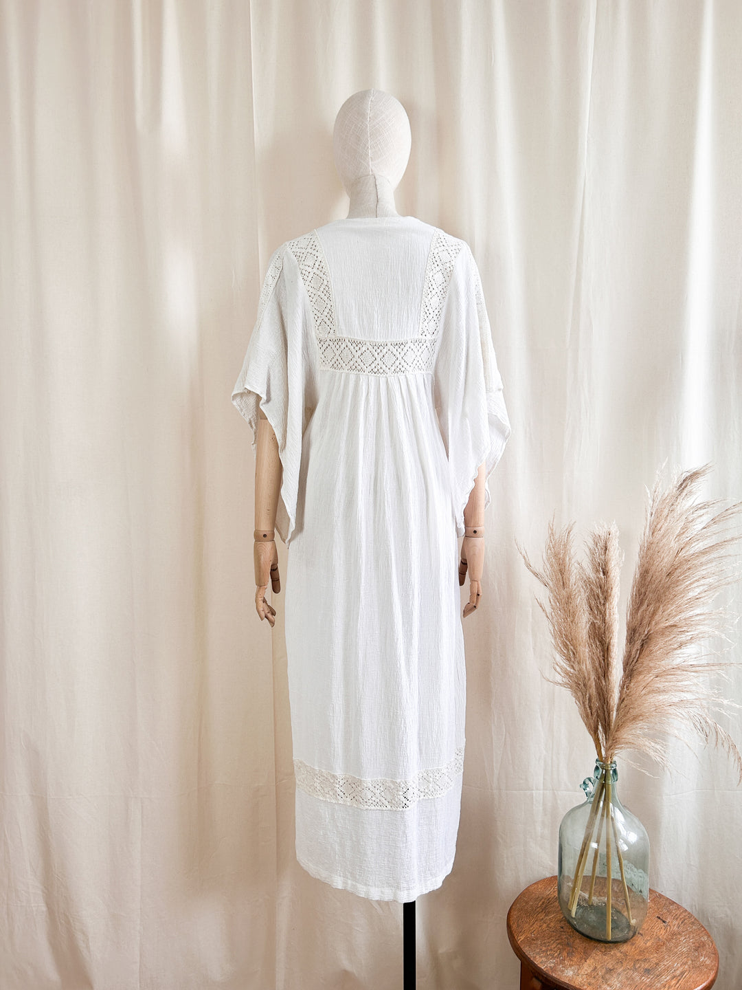 boho cheesecloth dress Divine Rare 1970s Cheesecloth Bohemian Dream Dress The Pansy Garden