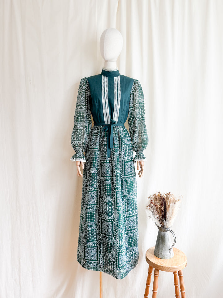 Beautiful 1970s Bandana Print Cotton Maxi Dress