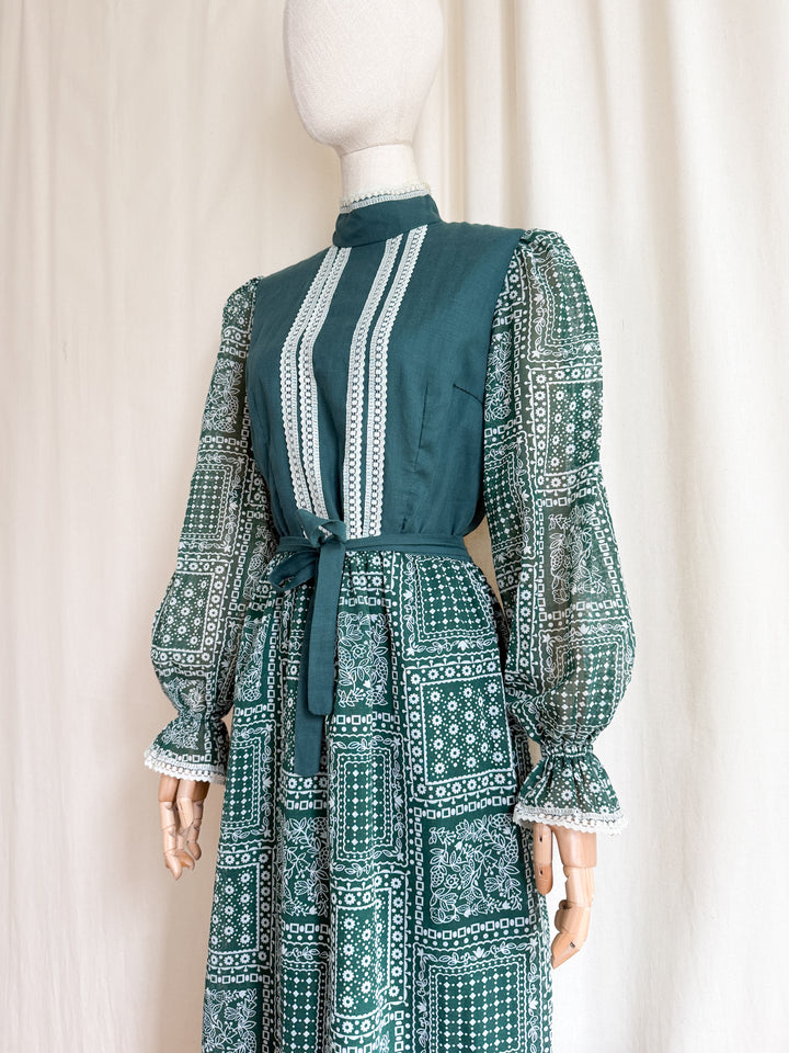 Beautiful 1970s Bandana Print Cotton Maxi Dress