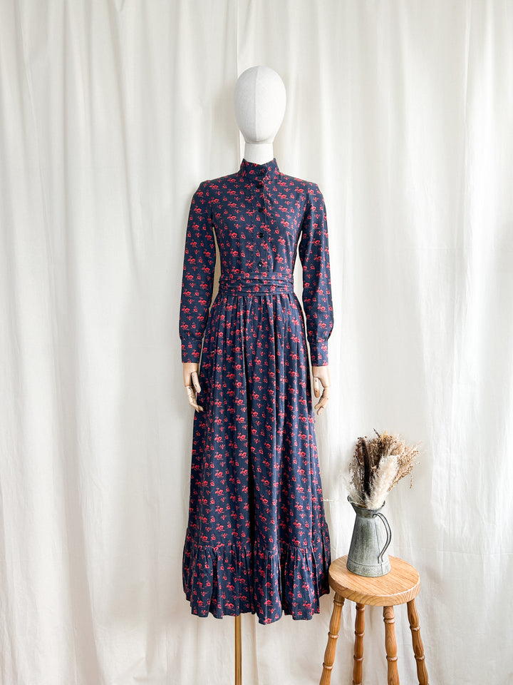 Incredible Rare Early 70s Laura Ashley Cotton Prairie Dress