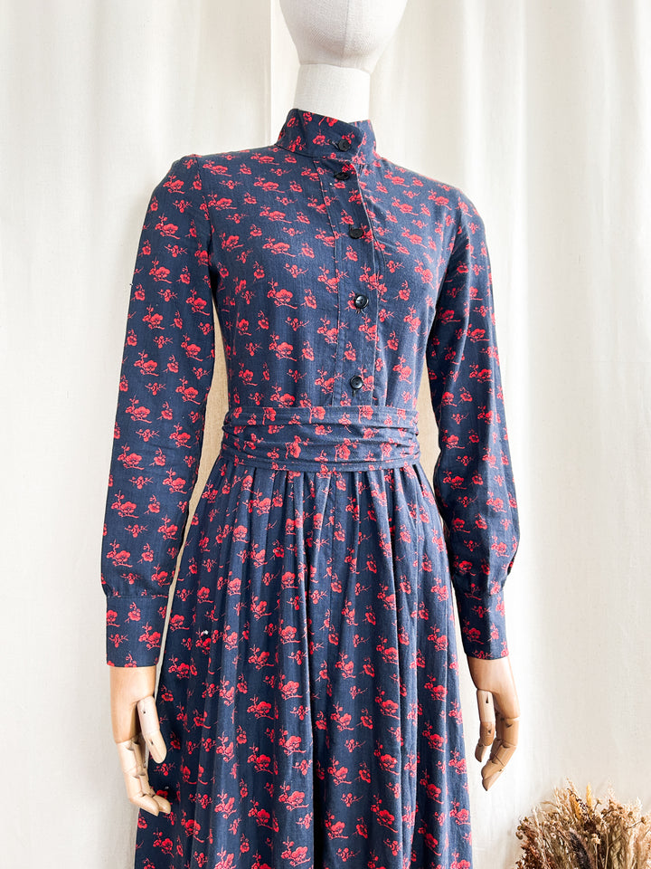 Incredible Rare Early 70s Laura Ashley Cotton Prairie Dress