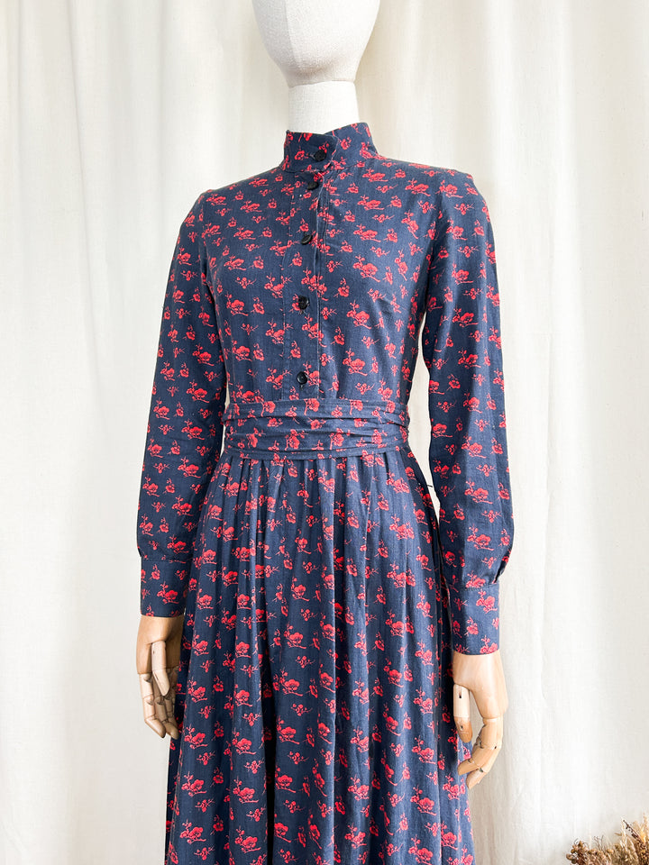 Incredible Rare Early 70s Laura Ashley Cotton Prairie Dress