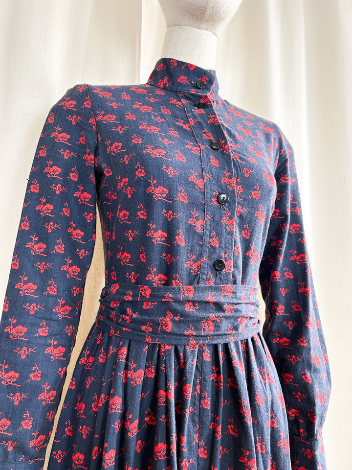 Incredible Rare Early 70s Laura Ashley Cotton Prairie Dress