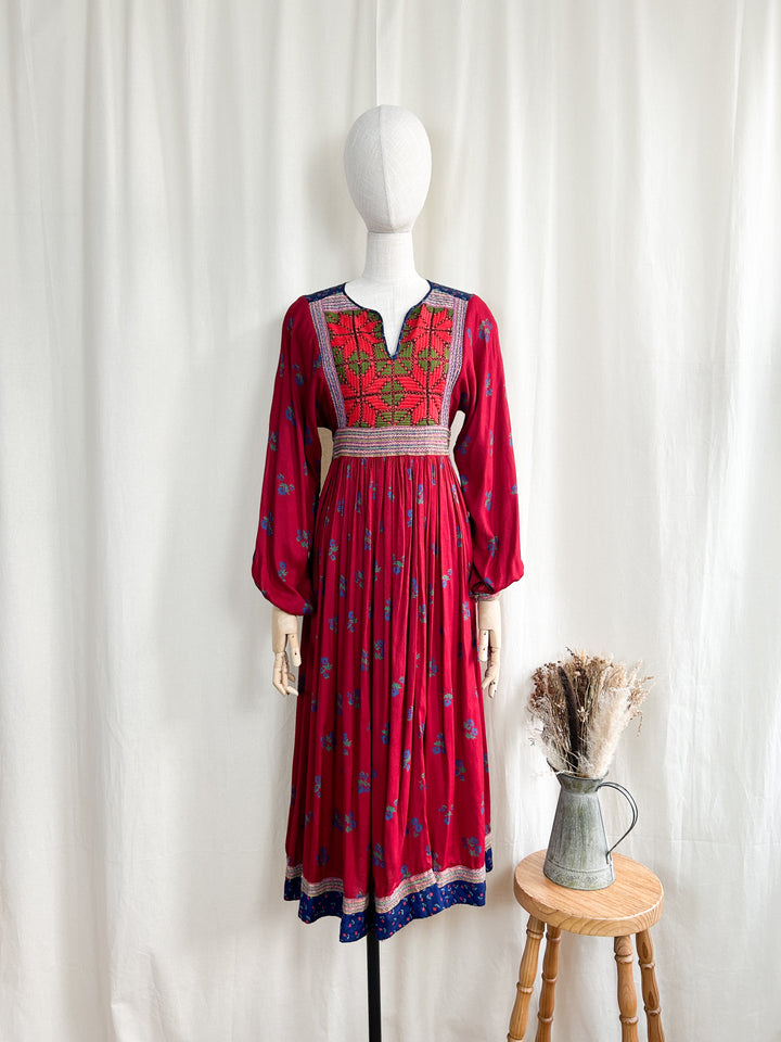 Beautiful Rare 70s cotton Monsoon Afghan Dress