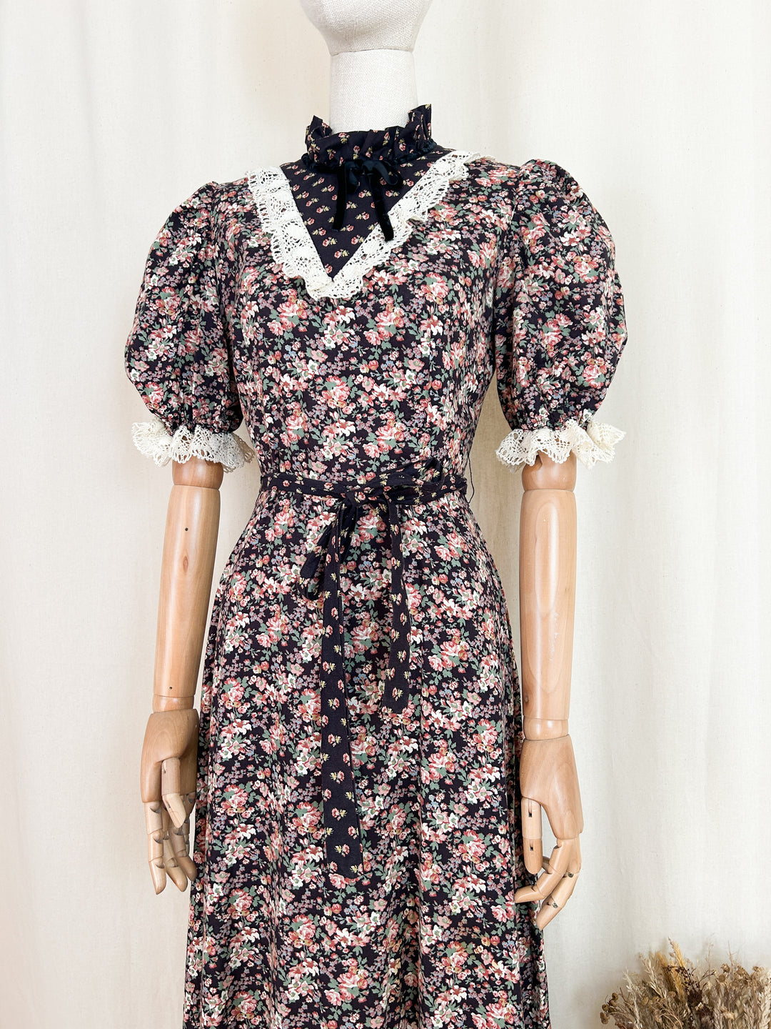 Breathtaking Rare 70s Mixed Floral Cotton Prairie Maxi Dress