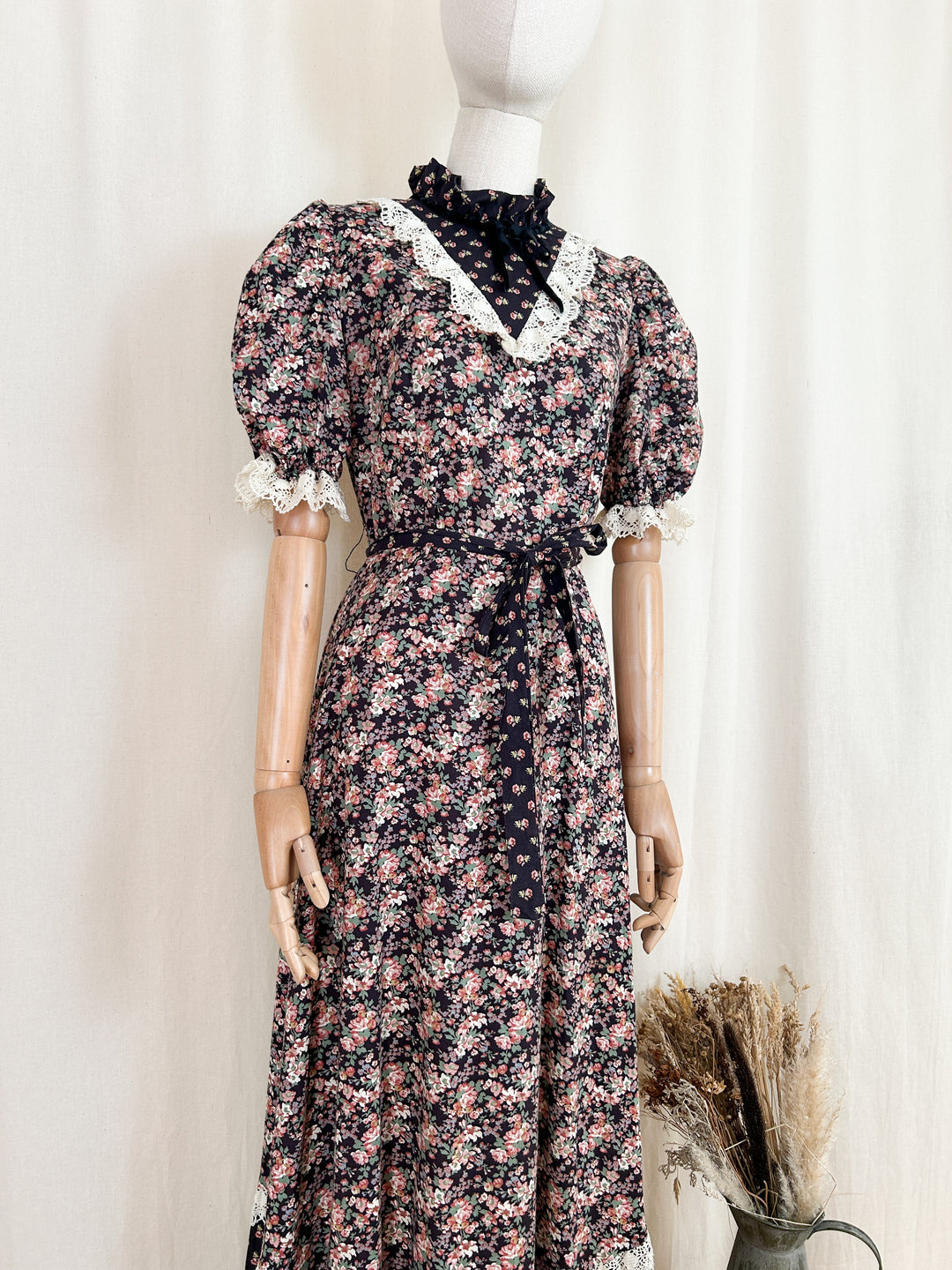 Breathtaking Rare 70s Mixed Floral Cotton Prairie Maxi Dress