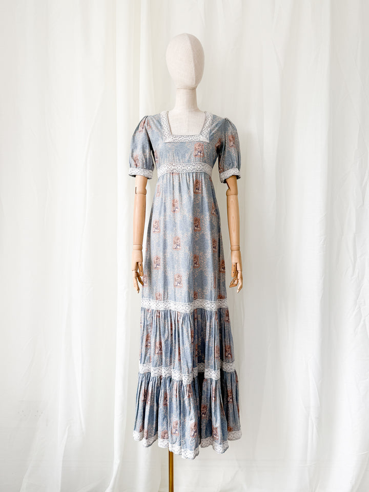 Angelic Rare Precious 1970s Vivien Smith Cotton Maxi Dress