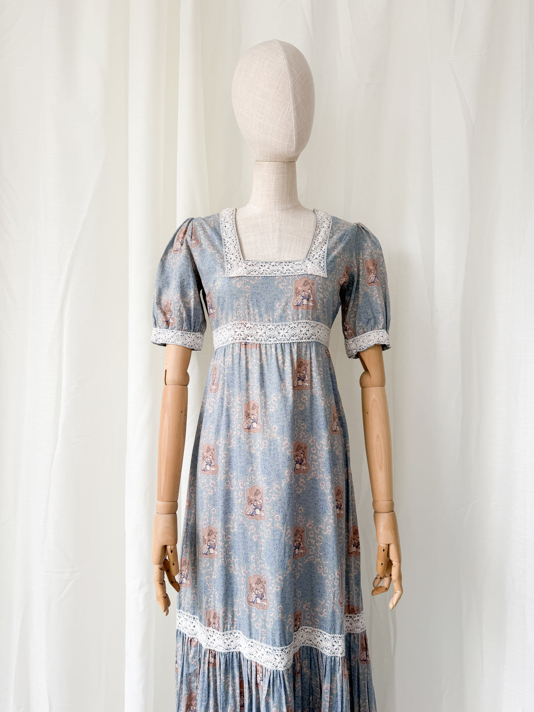 Angelic Rare Precious 1970s Vivien Smith Cotton Maxi Dress