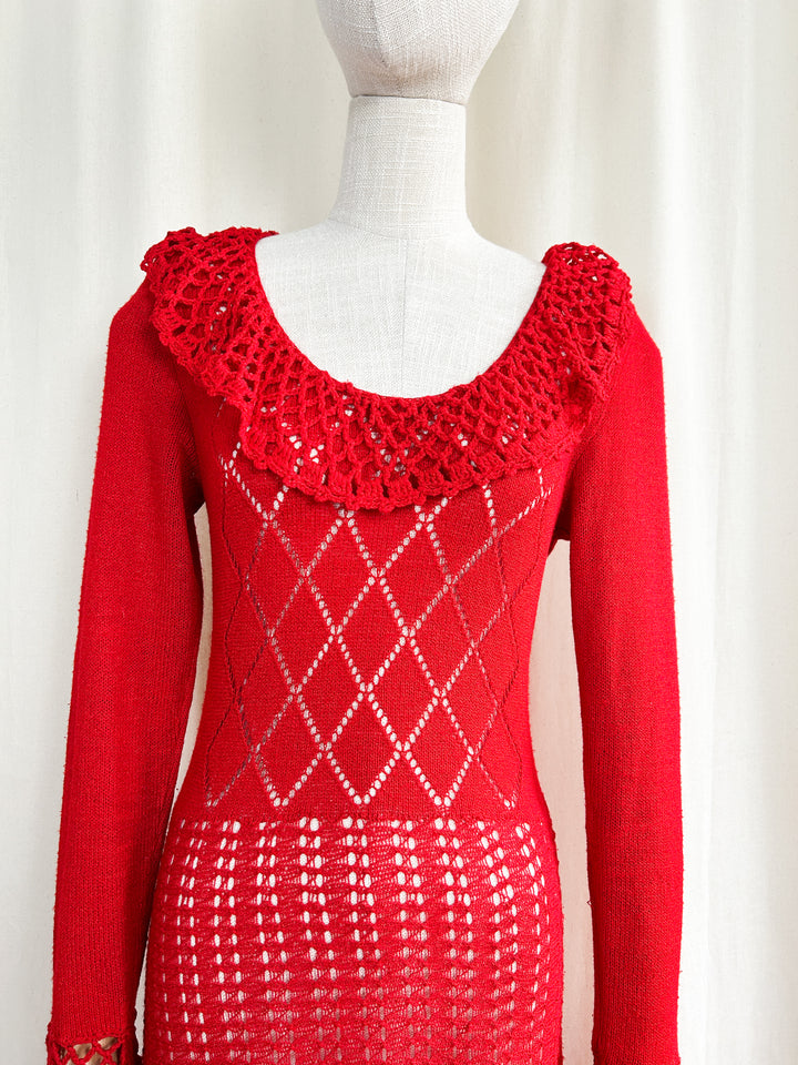 Delightful Handmade 70s Knit Dress