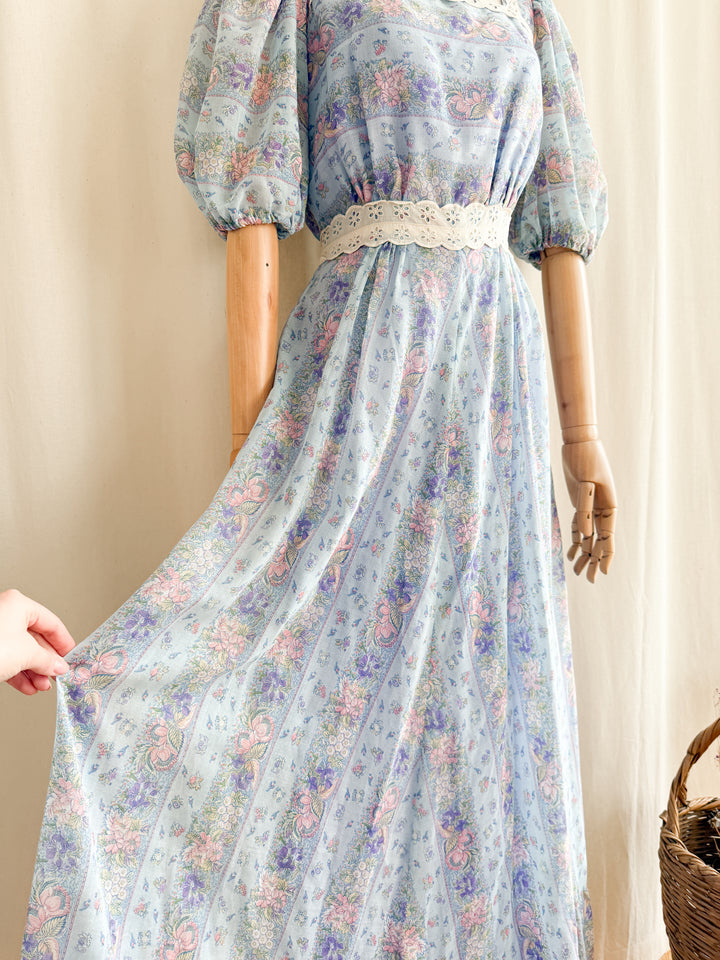 Gorgeous Romantic 70s Cotton Maxi Dress