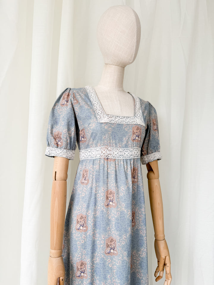 Angelic Rare Precious 1970s Vivien Smith Cotton Maxi Dress