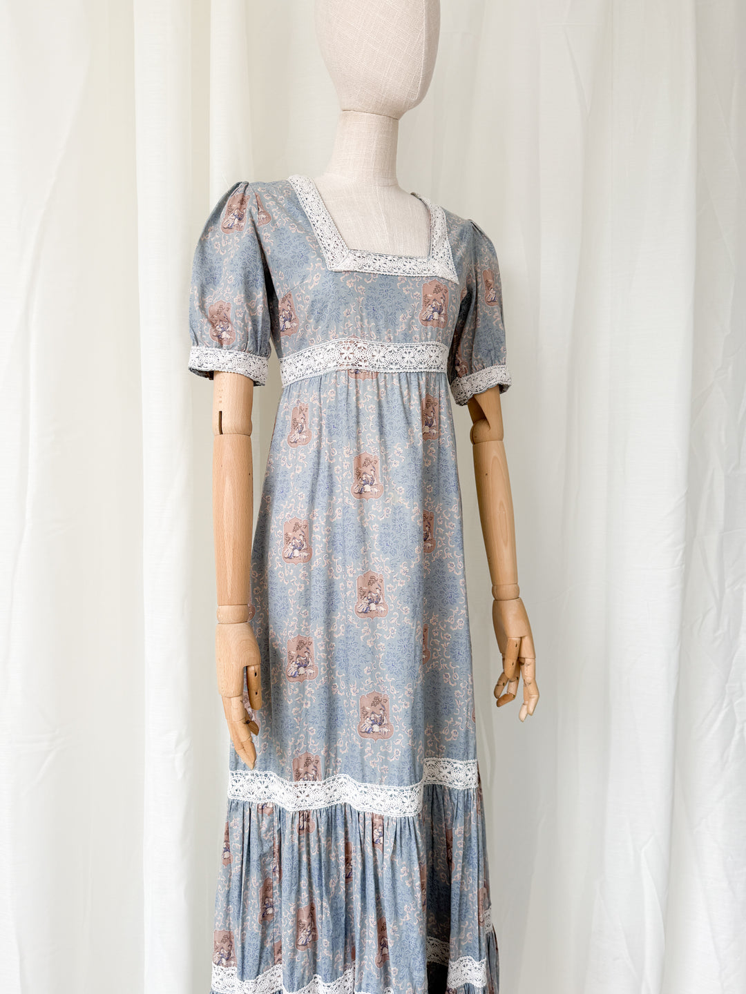 Angelic Rare Precious 1970s Vivien Smith Cotton Maxi Dress