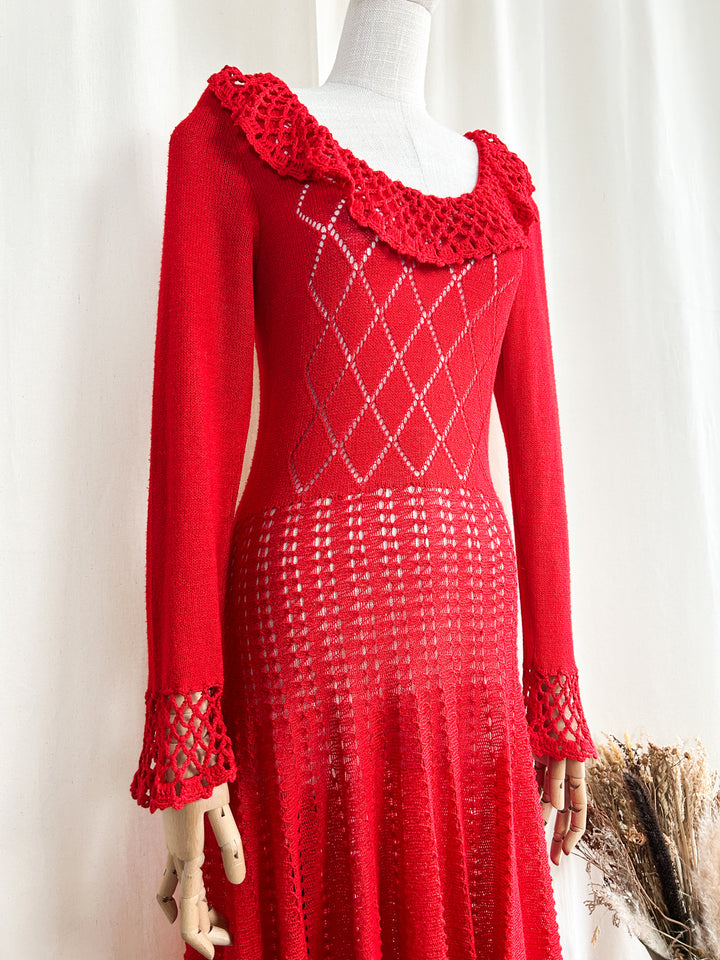 Delightful Handmade 70s Knit Dress