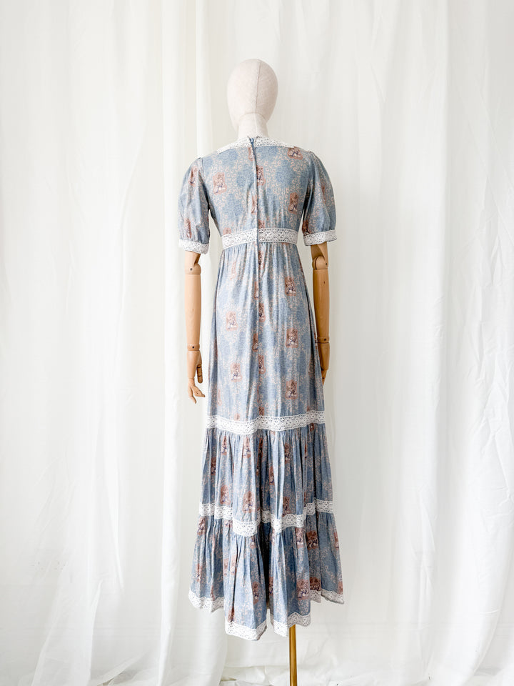 Angelic Rare Precious 1970s Vivien Smith Cotton Maxi Dress