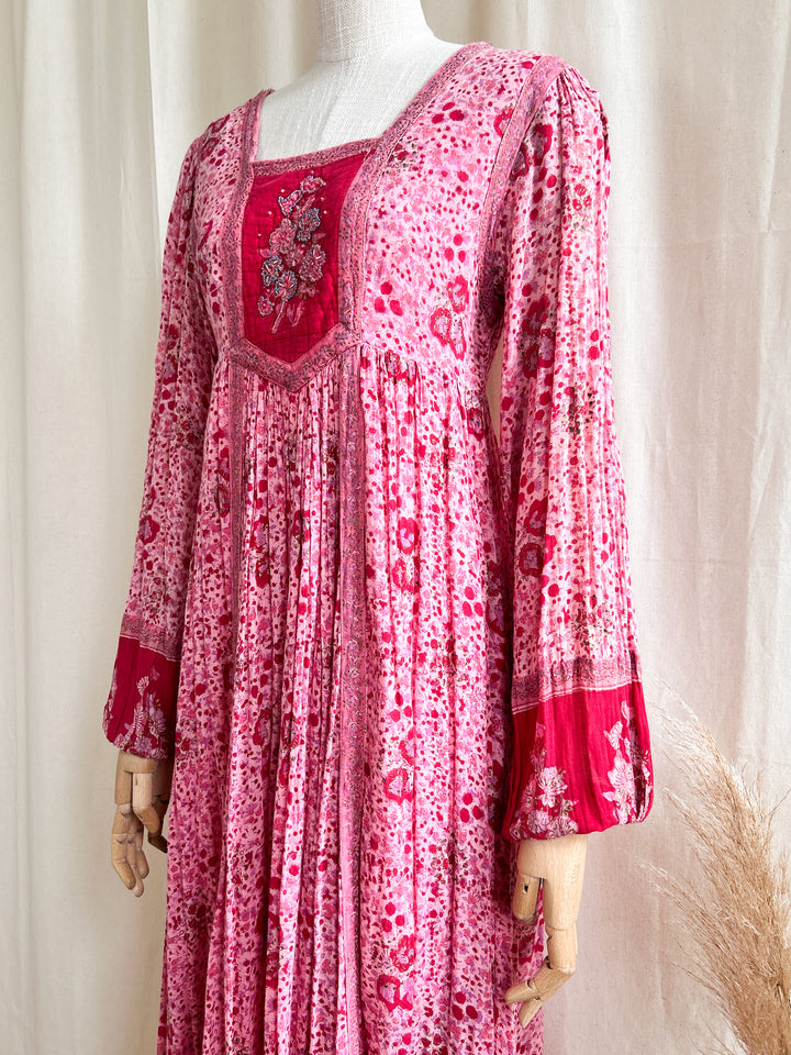 Insane Holy Grail Rare 1970s Indian Cotton Gauze Interlinks Midi Dress