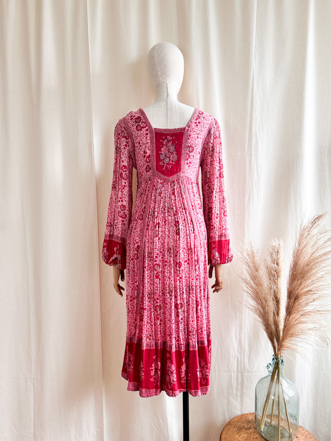 Insane Holy Grail Rare 1970s Indian Cotton Gauze Interlinks Midi Dress