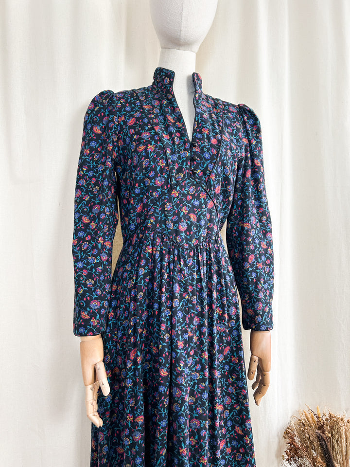 Gorgeous Rare Wool Blend Late 70s Origin Midi Dress