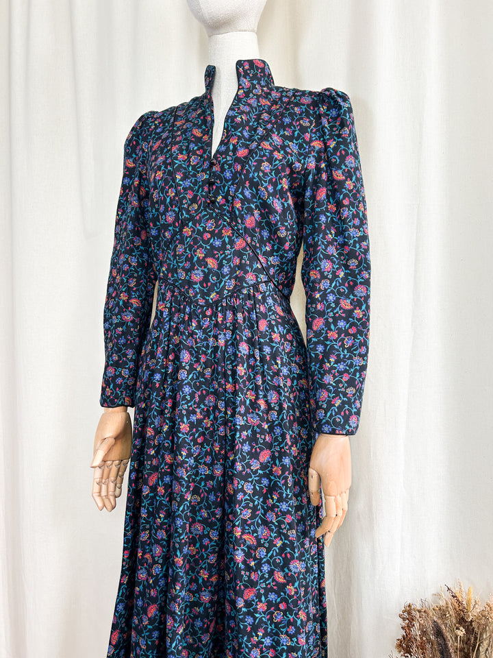 Gorgeous Rare Wool Blend Late 70s Origin Midi Dress