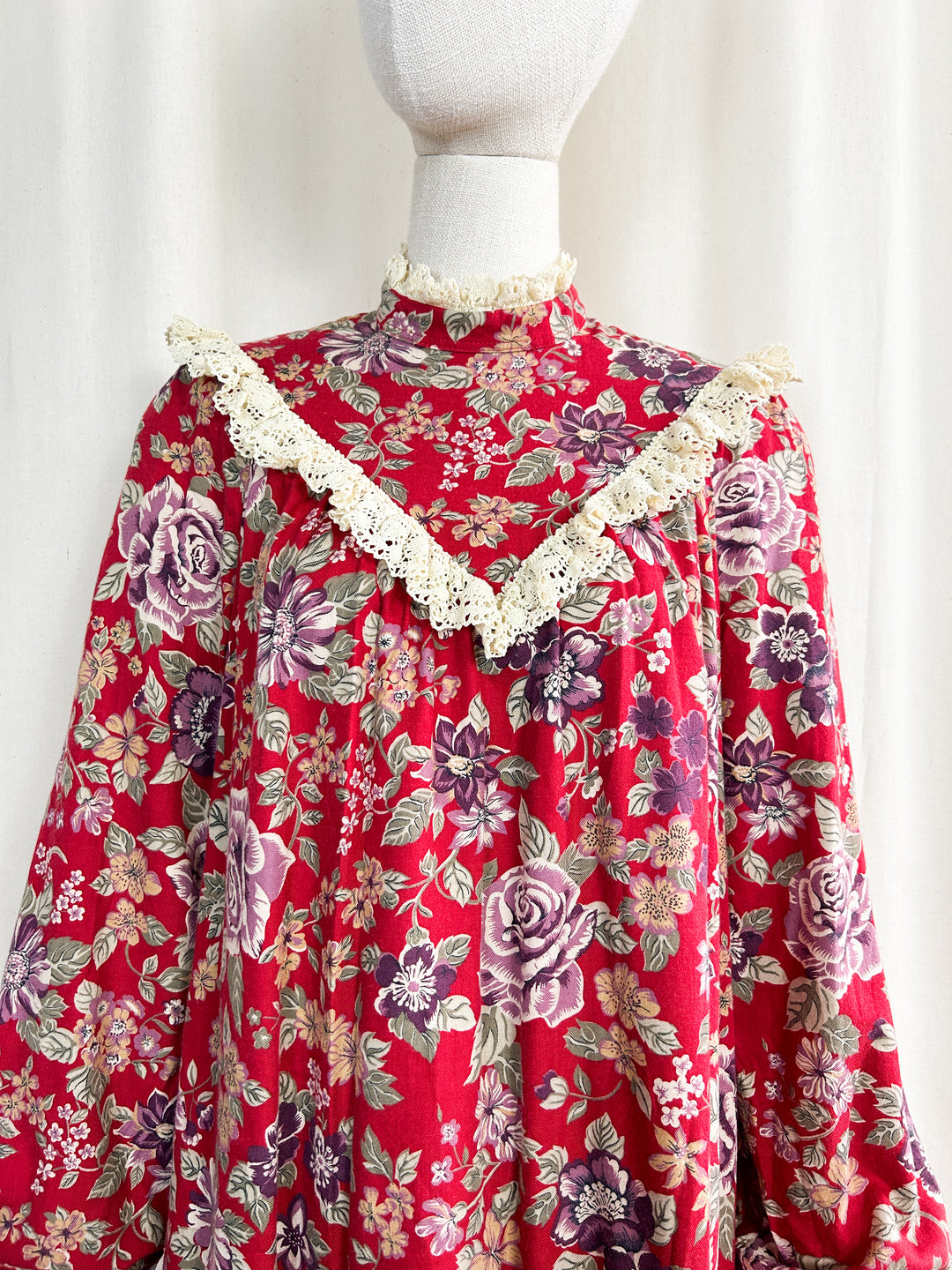 Beautiful 70s Floral Midi Cotton Smock Dress