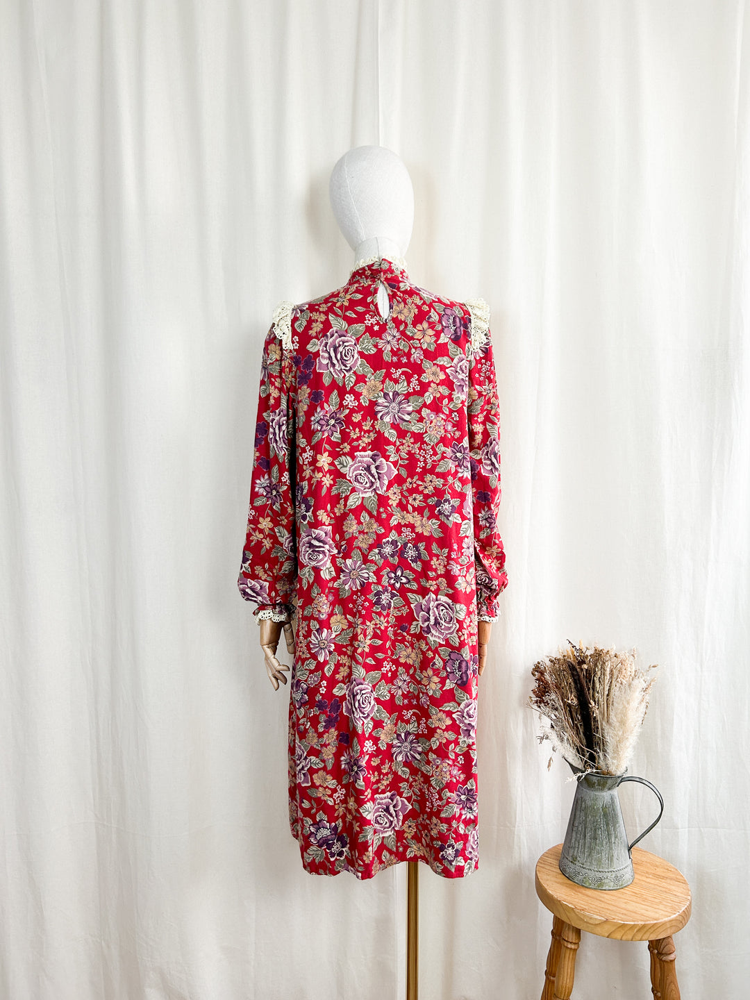 Beautiful 70s Floral Midi Cotton Smock Dress