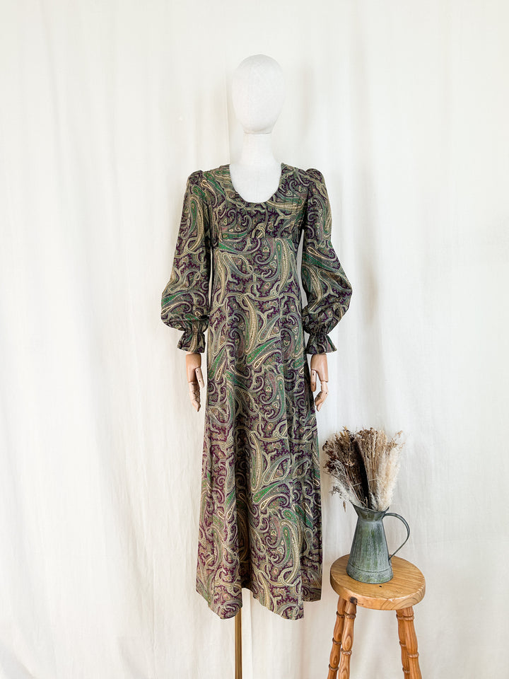 Incredible Rare 70s Liberty Paisley Cotton Maxi Dress