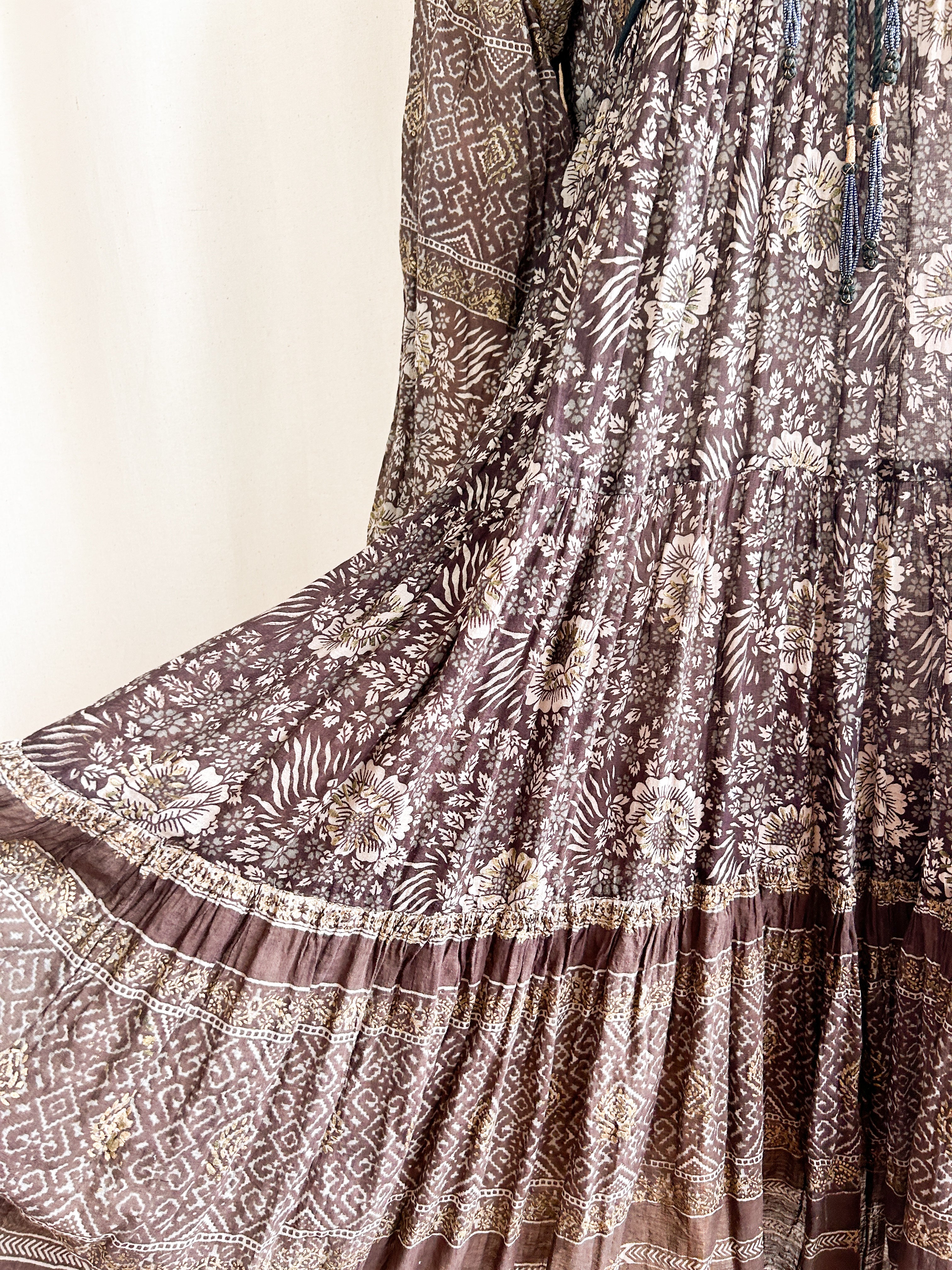 Dreamy Holy Grail Rare 1970s Indian Cotton Gauze Adini Midi Dress