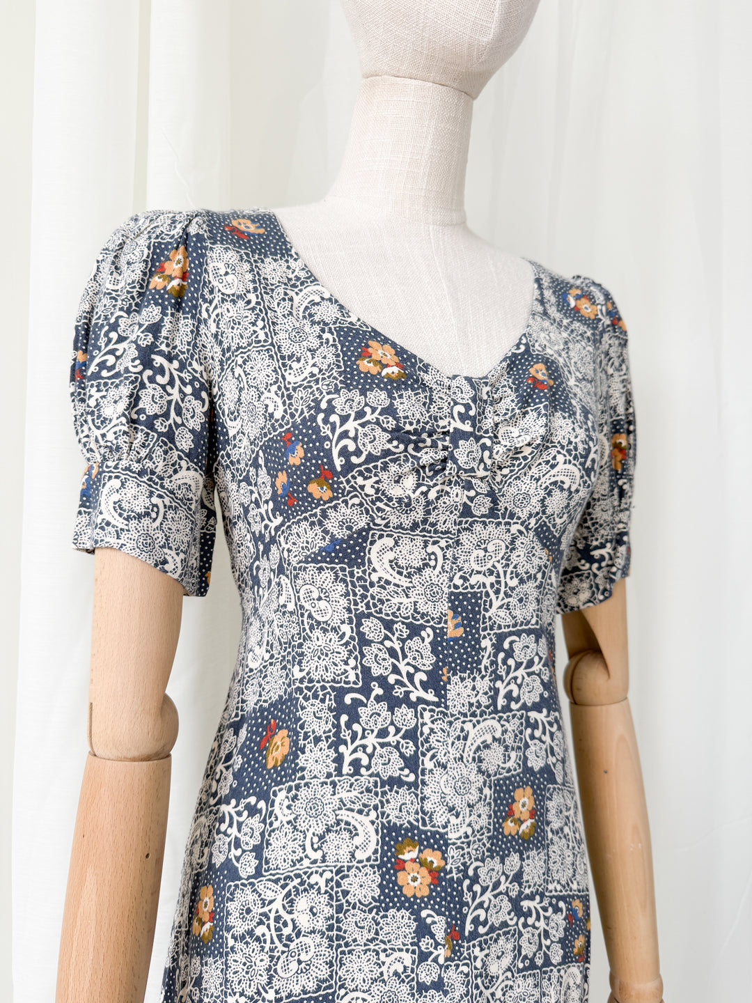 Stunning Rare 1970s Bohemian Cotton Viyella Van Allan Maxi Dress