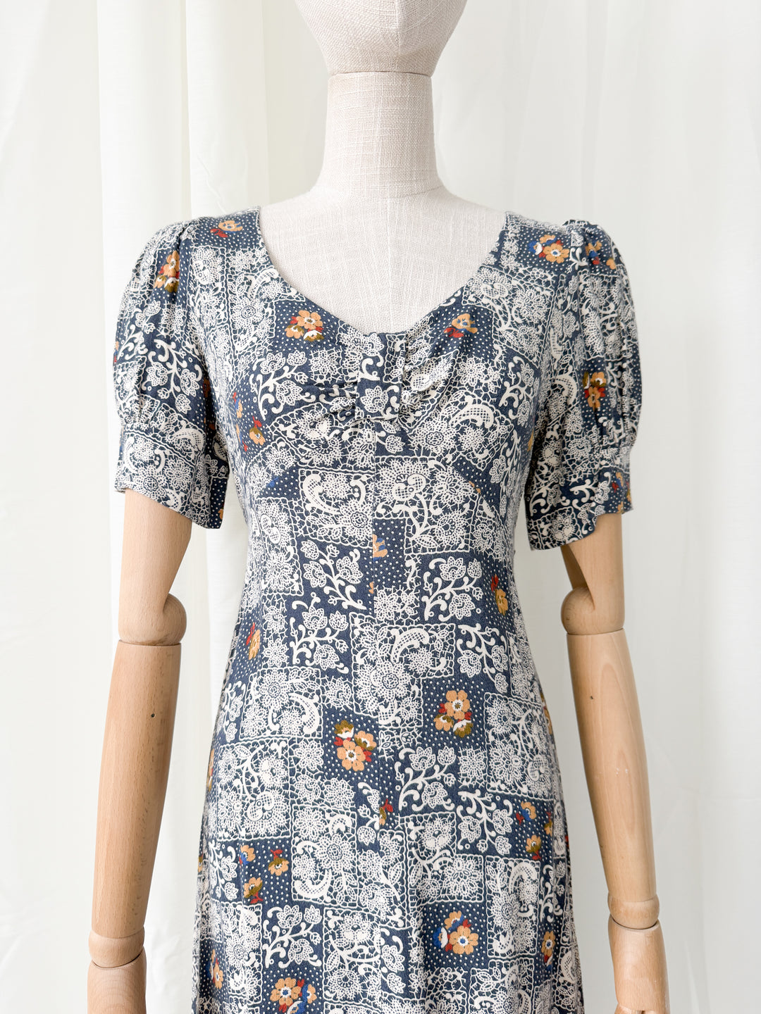 Stunning Rare 1970s Bohemian Cotton Viyella Van Allan Maxi Dress