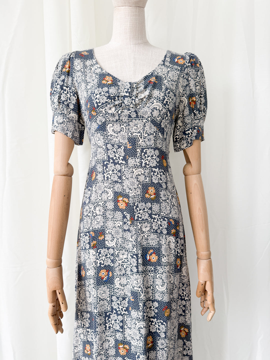 Stunning Rare 1970s Bohemian Cotton Viyella Van Allan Maxi Dress