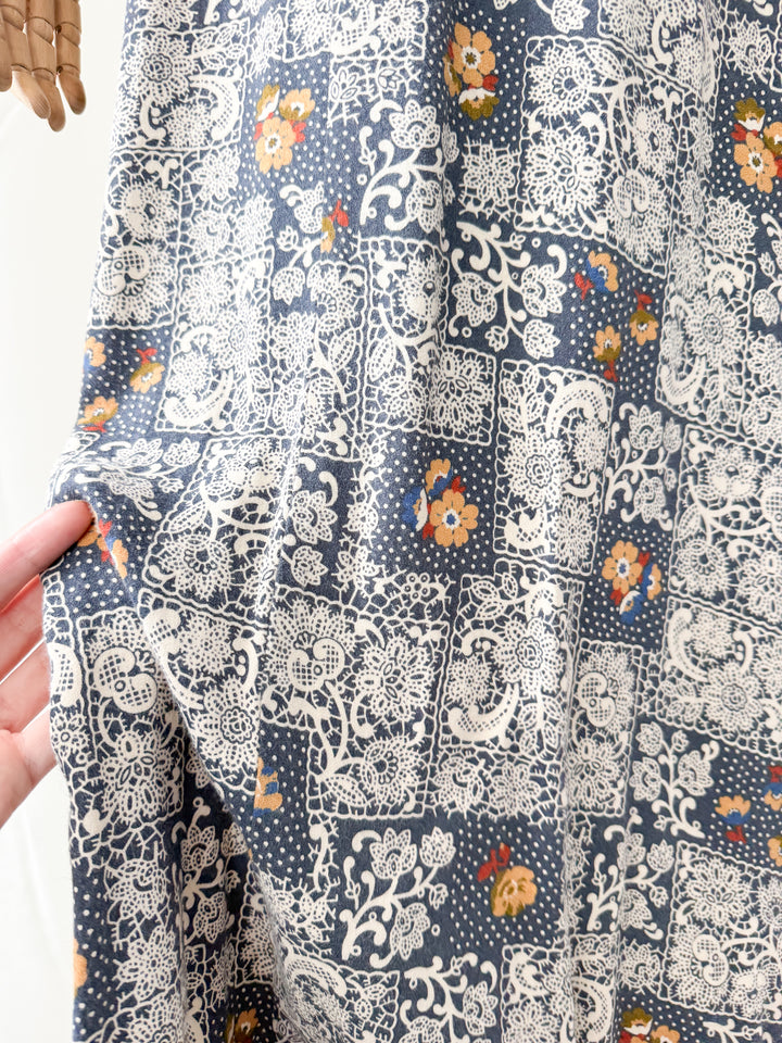 Stunning Rare 1970s Bohemian Cotton Viyella Van Allan Maxi Dress