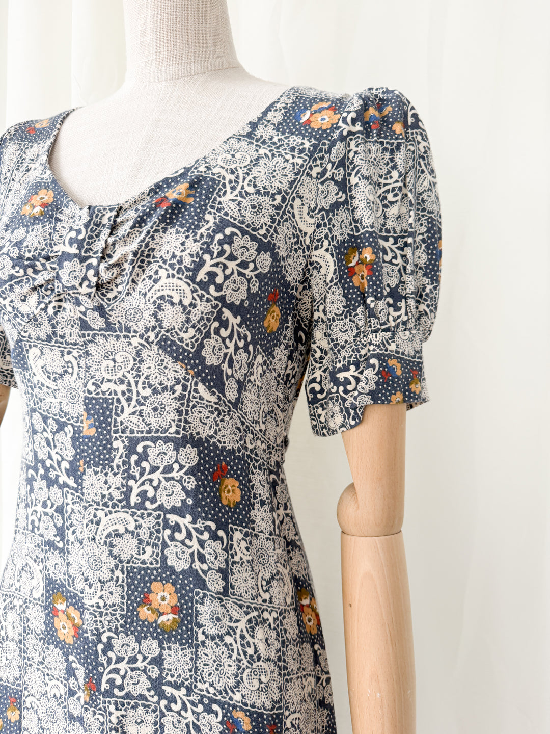 Stunning Rare 1970s Bohemian Cotton Viyella Van Allan Maxi Dress
