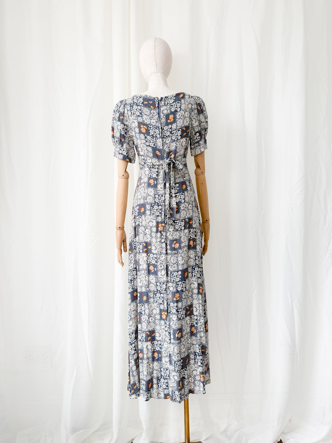 Stunning Rare 1970s Bohemian Cotton Viyella Van Allan Maxi Dress