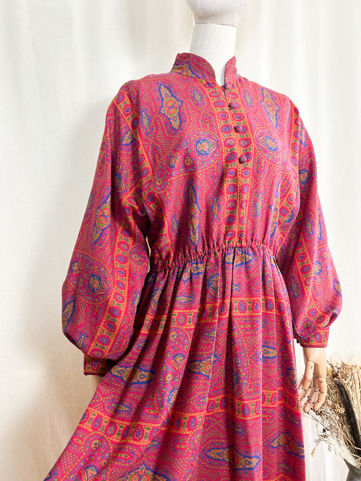 Stunning Rare 70s Horrockses Fine Wool Midi Dress