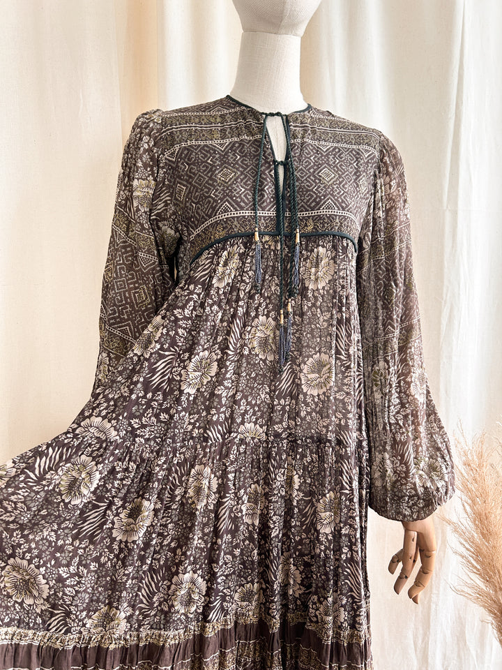 Dreamy Holy Grail Rare 1970s Indian Cotton Gauze Adini Midi Dress