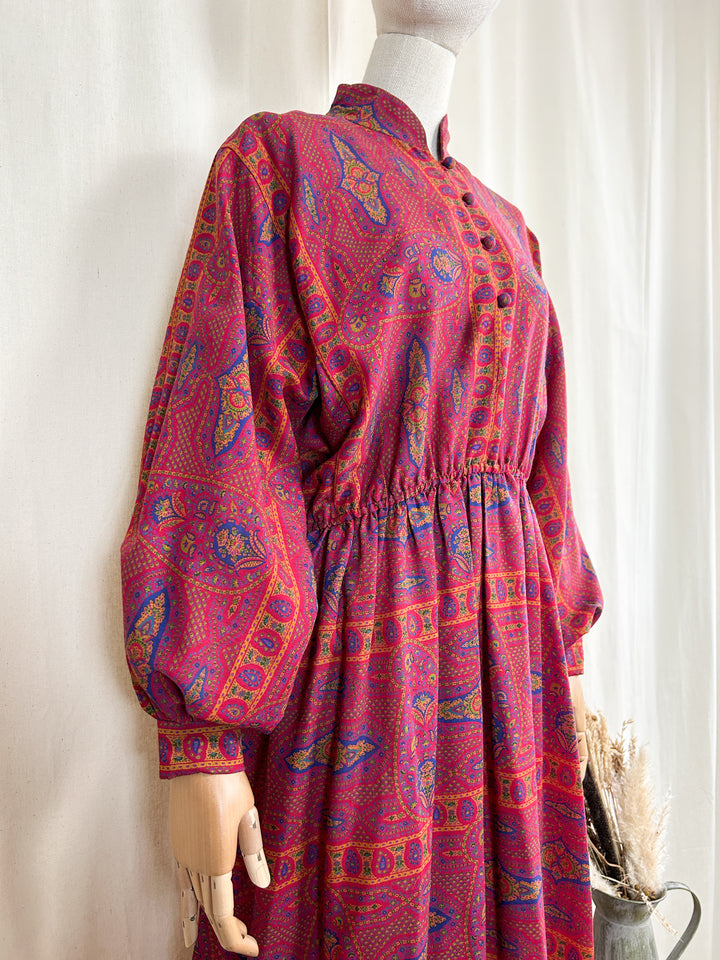 Stunning Rare 70s Horrockses Fine Wool Midi Dress