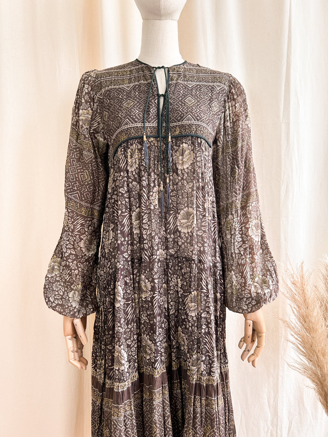 Dreamy Holy Grail Rare 1970s Indian Cotton Gauze Adini Midi Dress