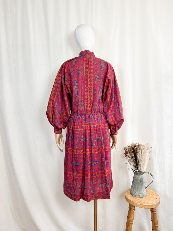 Stunning Rare 70s Horrockses Fine Wool Midi Dress