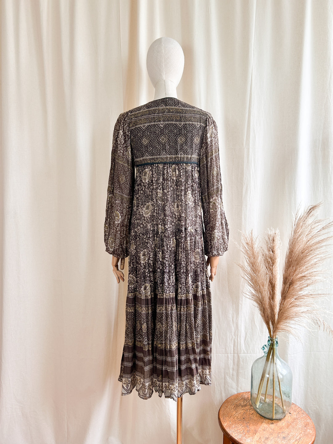 Dreamy Holy Grail Rare 1970s Indian Cotton Gauze Adini Midi Dress