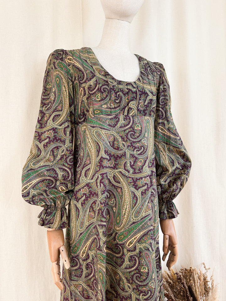 Incredible Rare 70s Liberty Paisley Cotton Maxi Dress