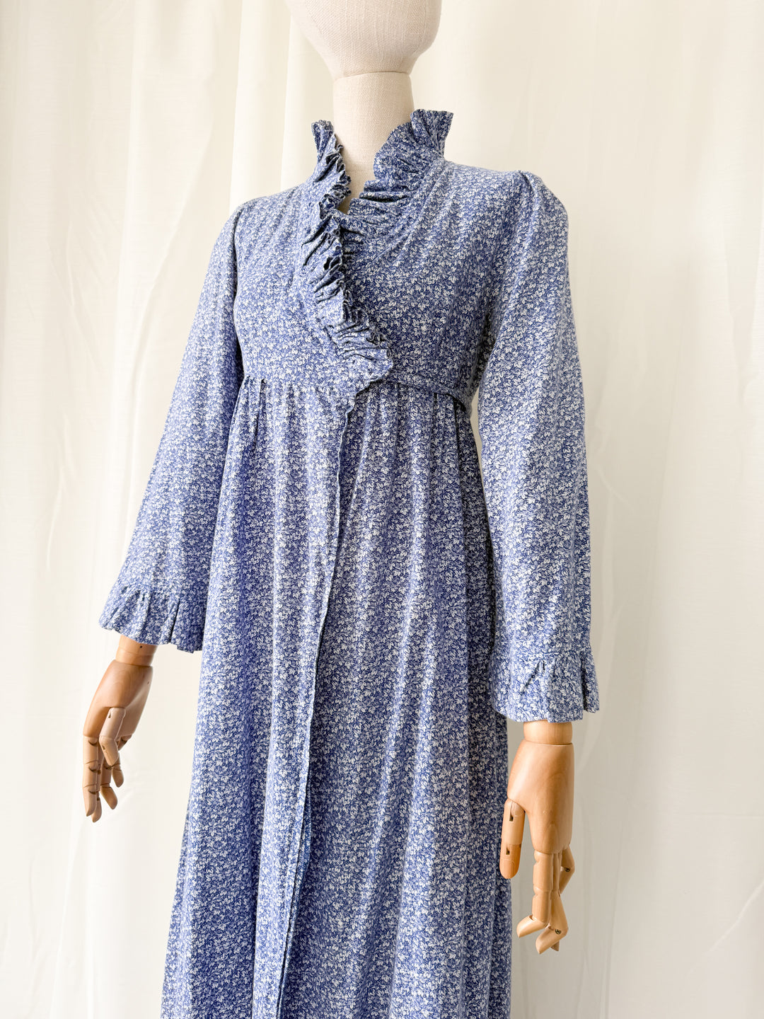 Incredible Rare 1970s Regency Laura Ashley Made In Wales Cotton Wrap Dress