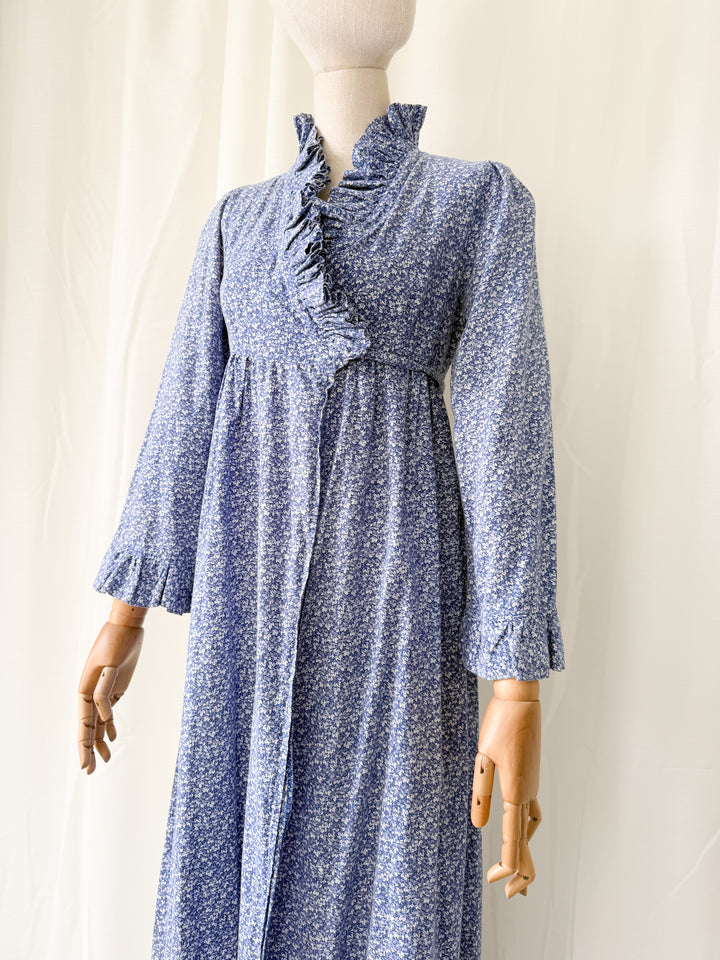 Incredible Rare 1970s Regency Laura Ashley Made In Wales Cotton Wrap Dress