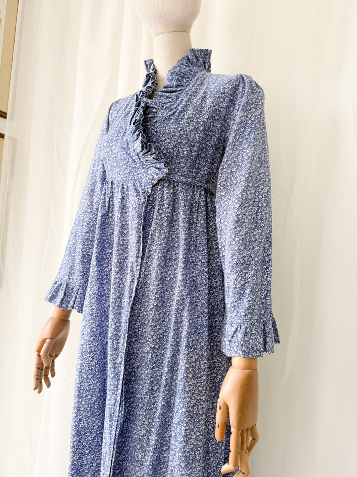 Incredible Rare 1970s Regency Laura Ashley Made In Wales Cotton Wrap Dress