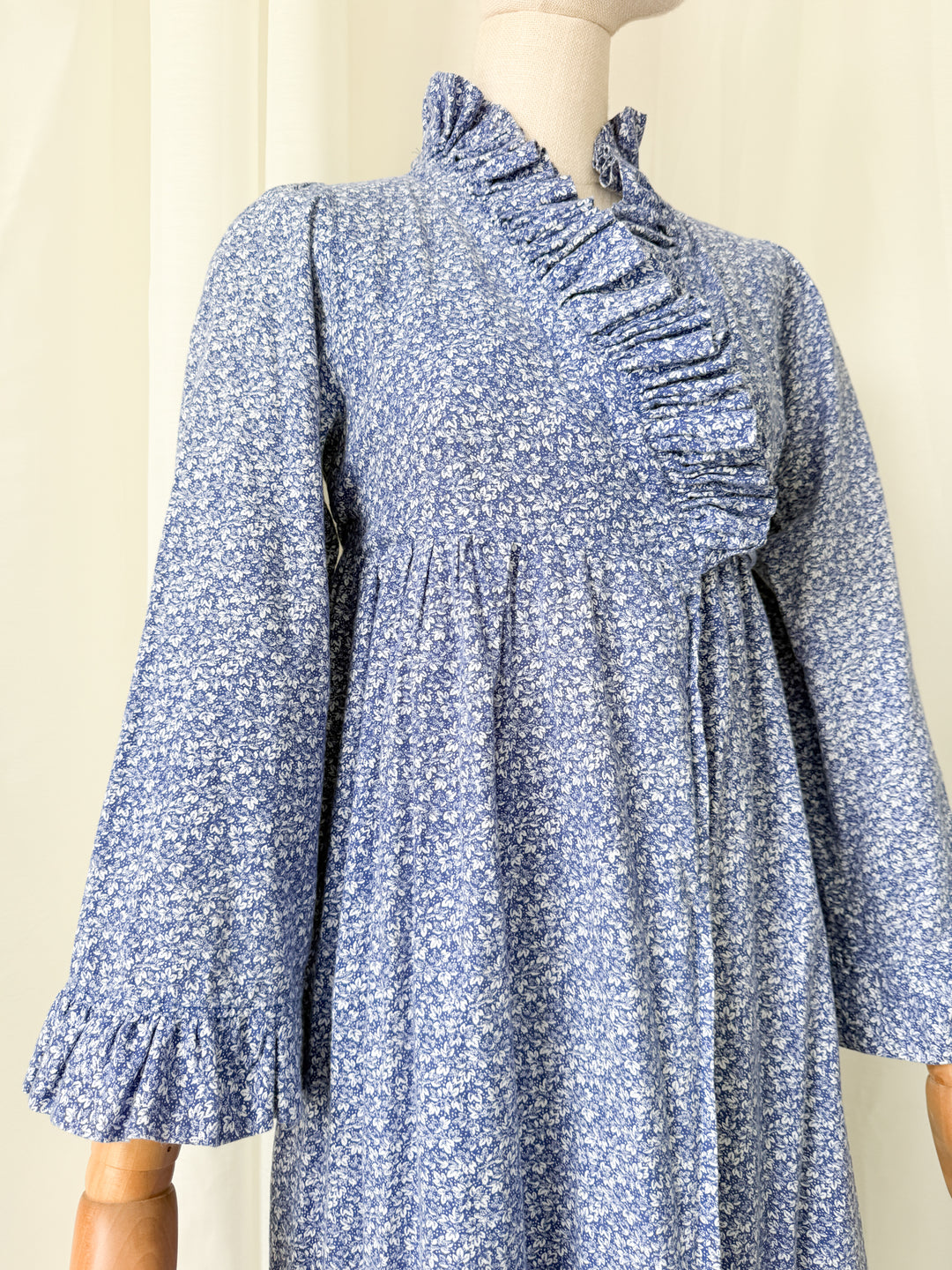Incredible Rare 1970s Regency Laura Ashley Made In Wales Cotton Wrap Dress