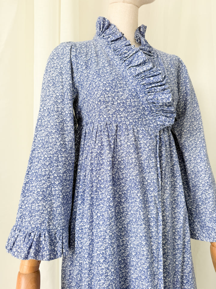 Incredible Rare 1970s Regency Laura Ashley Made In Wales Cotton Wrap Dress