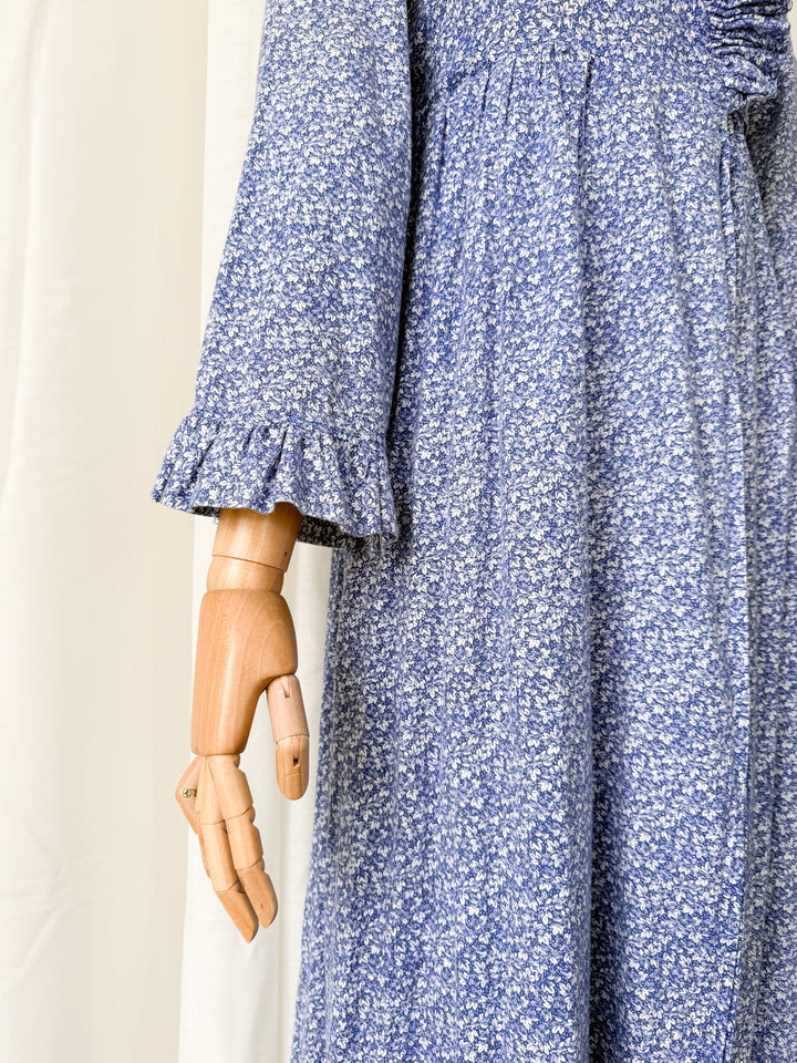 Incredible Rare 1970s Regency Laura Ashley Made In Wales Cotton Wrap Dress