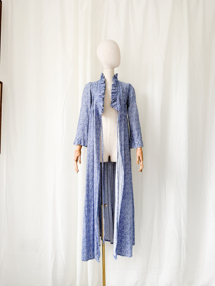 Incredible Rare 1970s Regency Laura Ashley Made In Wales Cotton Wrap Dress